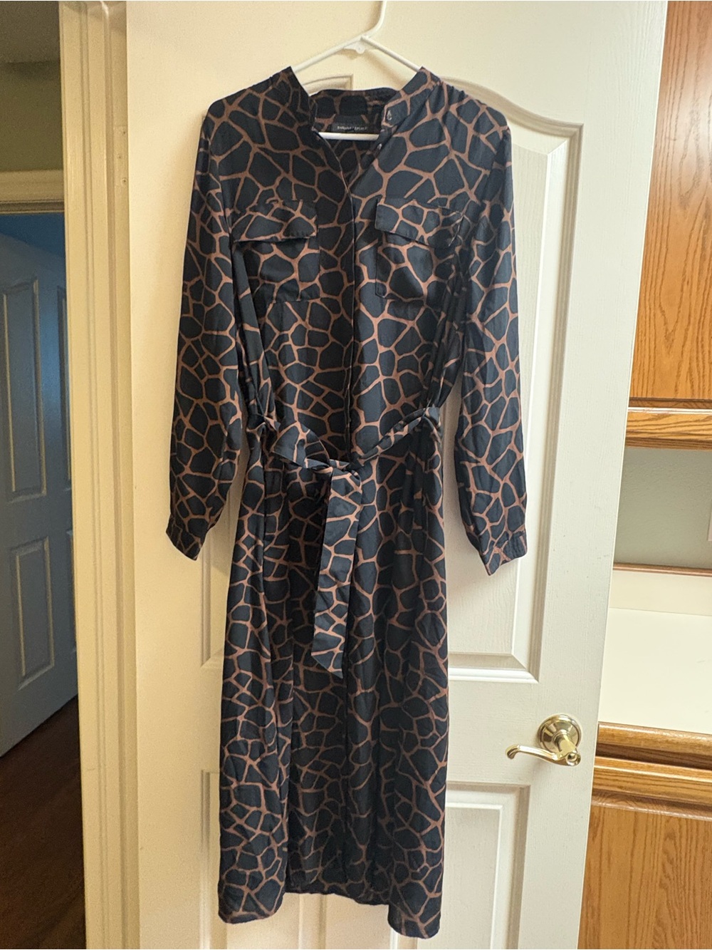 Banana Republic Size 12 Print Utility Shirt Dress, Giraffe Print #517497 T0323